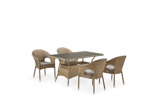 Обеденный комплект плетеной мебели T198B/Y79B-W56 Light Brown (4+1)