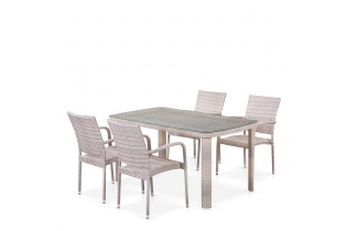 Комплект плетеной мебели T256C/Y376C-W85 Latte (4+1) + подушки на стульях