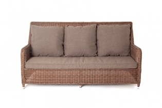 «Гляссе» диван трехместный из искусственного ротанга (коричневый)