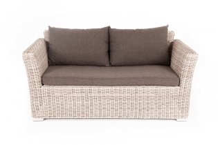 «Капучино» диван из искусственного ротанга двухместный с подушками (бежевый)