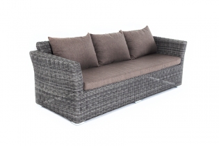 «Капучино» диван из искусственного ротанга трехместный с подушками (графит)