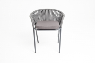 «Женева» плетеный стул из синтетических лент (серый, плоская веревка)